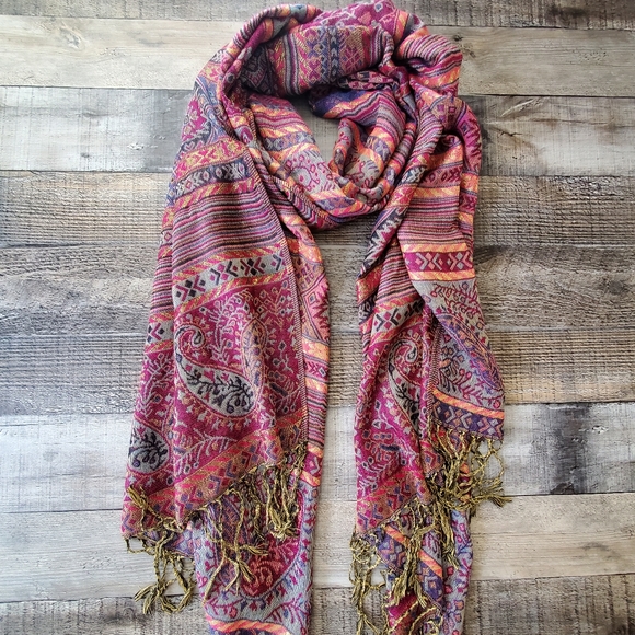 jacquard pashmina Accessories - Pashmina boho fringe paisley ethnic scarf wrap New